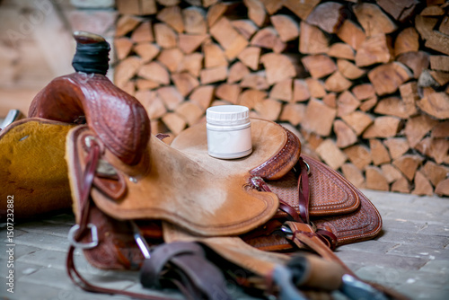 Tableau sur toile Horse Leather Cleaner Product Mockup for Saddles and Tack Maintenance