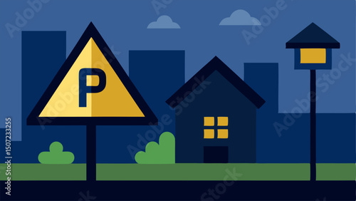 Caution Stop Sign A visual showing a makeshift caution sign p in the yard as a signal between burglars with the house illuminated by a flickering streetlamp.