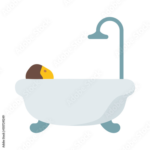 Person taking a bath illustration, clipart, isolated on white background