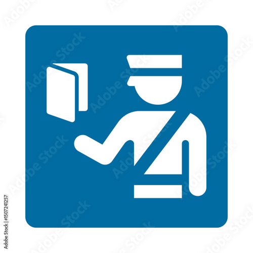 Passport control illustration, airport checkpoint clipart, isolated on white background