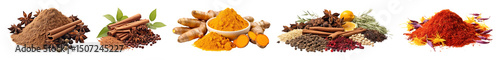 PNG Colorful aromatic spice assortment, element set on transparent background © Rawpixel.com