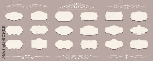 Collection of digital pictures, frames and labels, vintage style. Suitable for decoration of cosmetics, pharmacy products. Vector illustration.  EPS 10	
