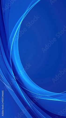 A vibrant blue background featuring elegant, flowing curved lines in varying shades of blue, creating a sense of depth and movement.