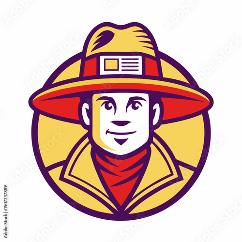 Cartoon Detective or Investigator with Hat and Trench Coat Logo Design