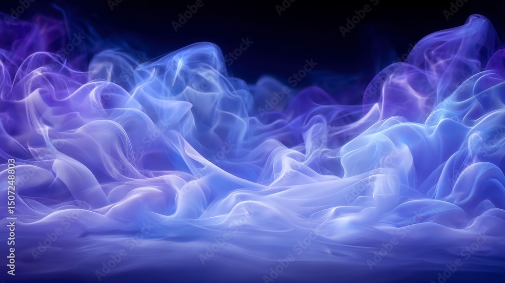 Obraz premium Abstract Blue Smoke Background Mystic Dreamy Soft Elegant Flowing Serene Design El