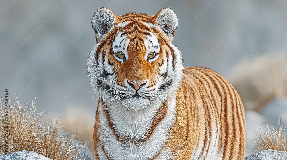 Obraz premium Majestic Tiger Portrait Wild Cat Feline Big Cat Predator Orange Fur Wildlife Photogr