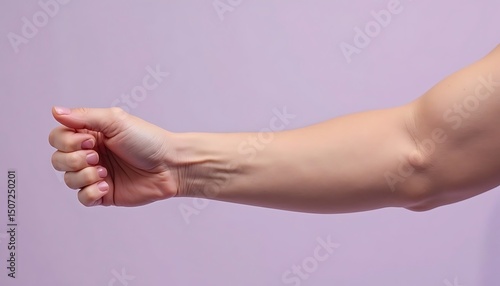 Holding Pose with Arm Outstretched Against a Simple Backdrop