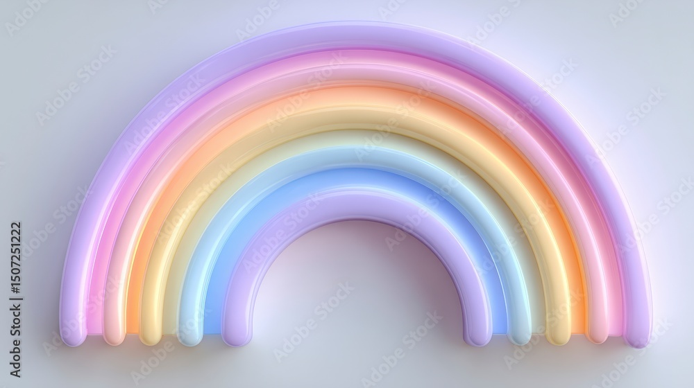 Fototapeta premium Pastel Rainbow Arch 3D Render Soft Colors White Background Graphic Design Element