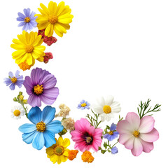 Colorful spring flowers blooming in the garden [Transparent Background PNG].