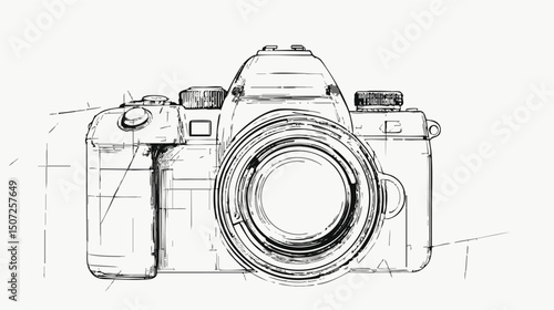 vintage camera illustration in minimalist black and white vector style

