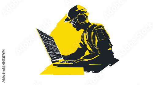 clean vector style of a nomad with headscarf