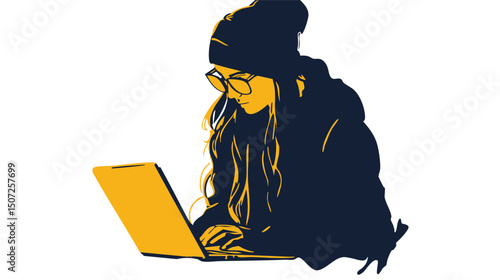 clean vector style of a nomad with headscarf