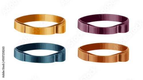 Collection of Pixelated Gold and Bronze Wristbands and Bracelets on White Background