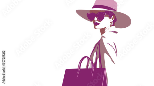 fashionable woman with glasses and abstract design elements background

