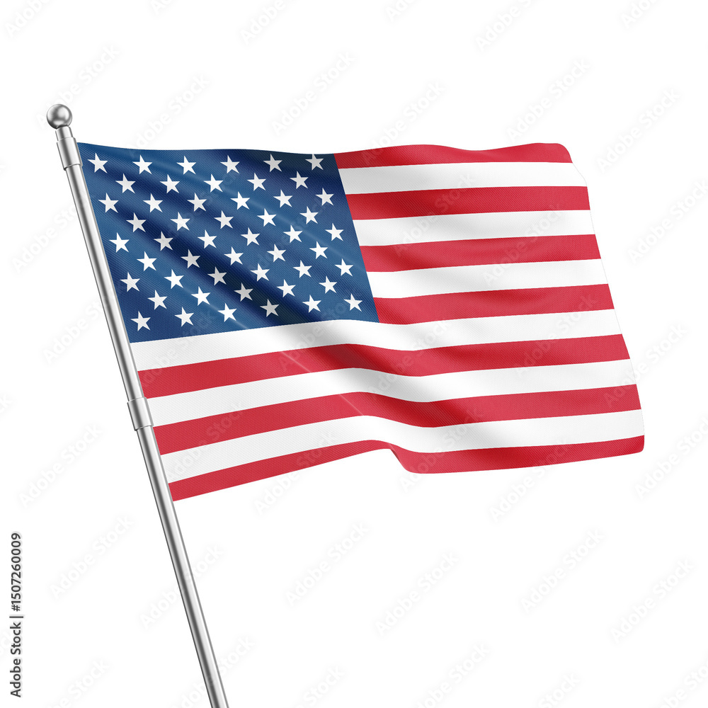 Fototapeta premium American flag wave 3d render realistic