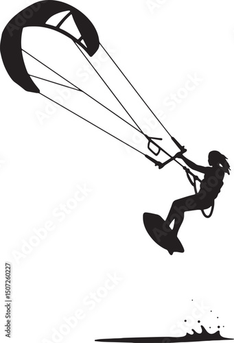 Kitesurfing Silhouette Thrilling Watersports Action and Extreme Sports Adventure
