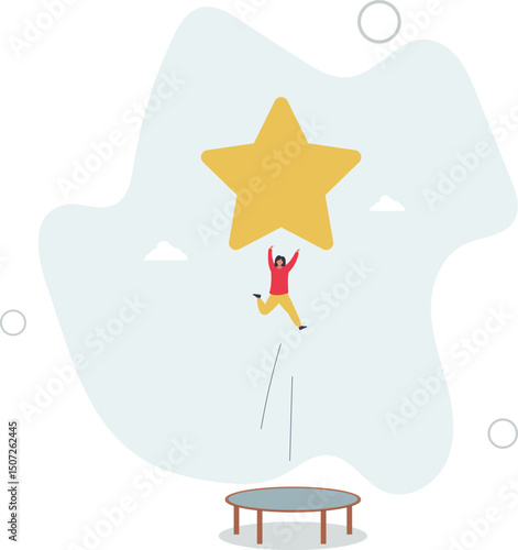 Reach success, improvement or career development, business tools advantage to reach goal or target, growth and achievement concept. character life .