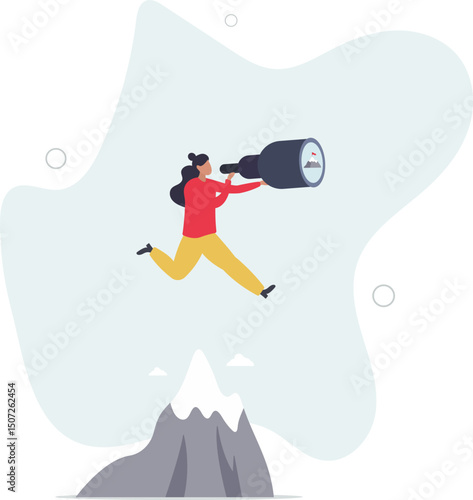 Ambition to aim high and achieve business goal, motivation to success, challenge and determination for victory concept. character life .