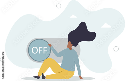 Switch off or turn off setting preference, analytics control panel or power shutdown electricity, saving energy and ecology concept. character life .