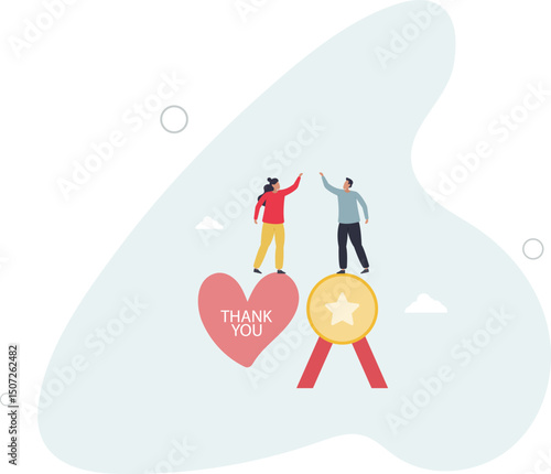 Employee appreciation, giving thank you or recognition award to best employees, gratitude or grateful support, thankful concept. character life .