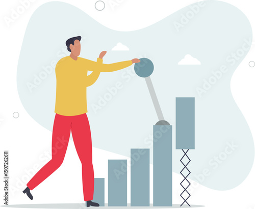 Growing business graph, increase sale or investment growth, profit rising up or revenue growing, development or improvement concept. character life .