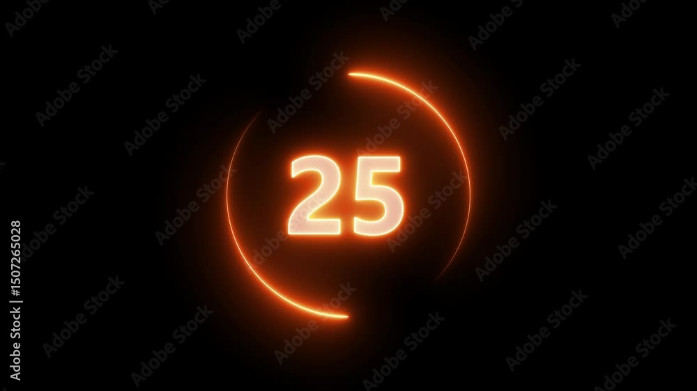 30 seconds countdown timer animation, 30-0 counting down seconds neon ...