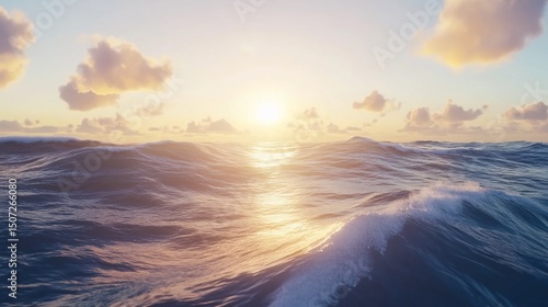 Golden Hour Ocean Waves: A Serene Sunset Seascape