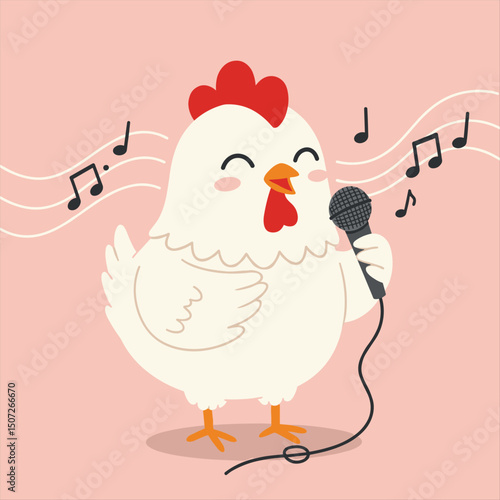 cute cartoon rooster singing a song