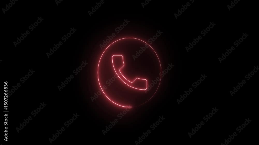 Neon line Telephone call icon animation. Glowing neon Phone icon, 4k Video motion graphic animation on black background. Neon line Telephone call icon animation. Glowing neon Phone icon, 4k Video motion graphic animation on black background.