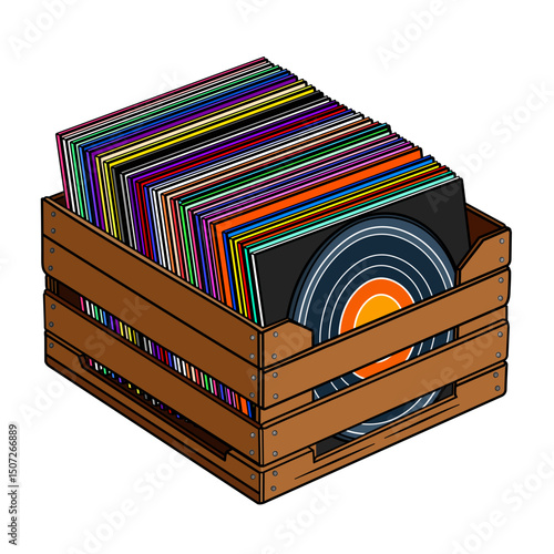 Wooden Records Crate, Record Collection