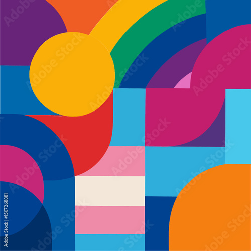 Modern colorful vector art for pride month with abstract pattern representing unity equality and self-expression