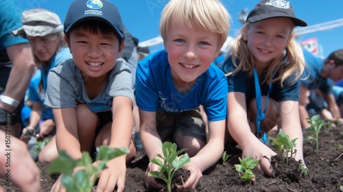 Volunteers planting young t...