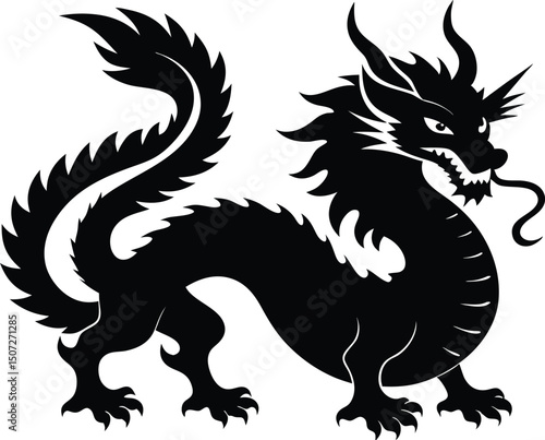 Chinese dragon silhouette, Silhouette chinese dragon vector illustration