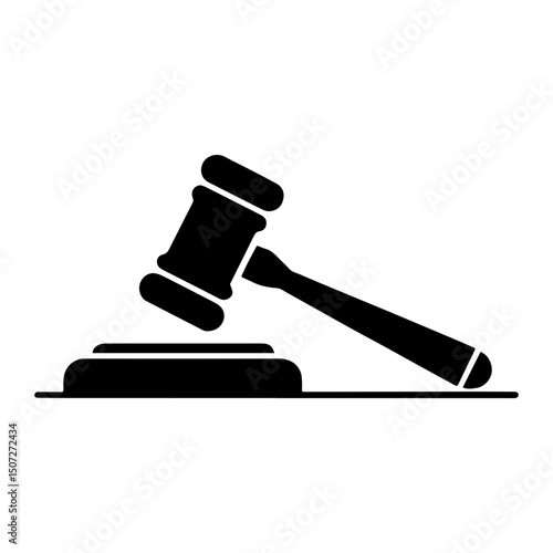 Black Silhouette Gavel and Sound Block Icon