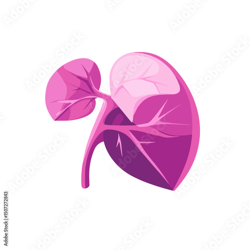 Isolated Pink and Purple Pixel Art Leaf on White Background with 8bit Retro Style Depicts a Single Computer Graphic Rendering