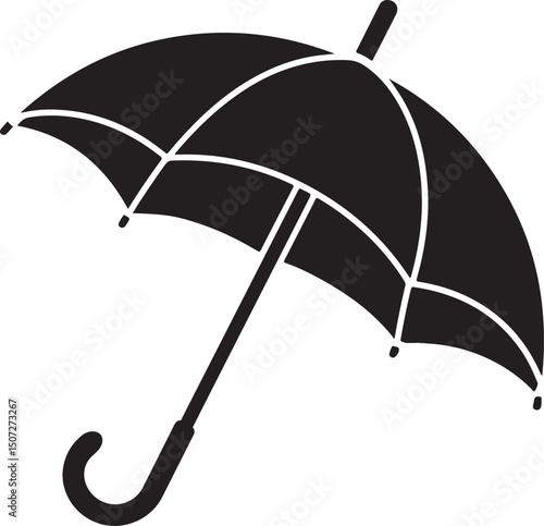 Umbrella in the Rain: A monochromatic artistic depiction of an umbrella shielding from a downpour, emphasizing protection and weather-related elements.