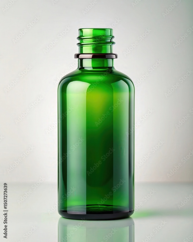 Elegant Green Glass Bottle Packaging Mockup Ideal for Essential Oils, Serums, or other Premium Products Elegant Green Glass Bottle Packaging Mockup Ideal for Essential Oils, Serums, or other Premium Products