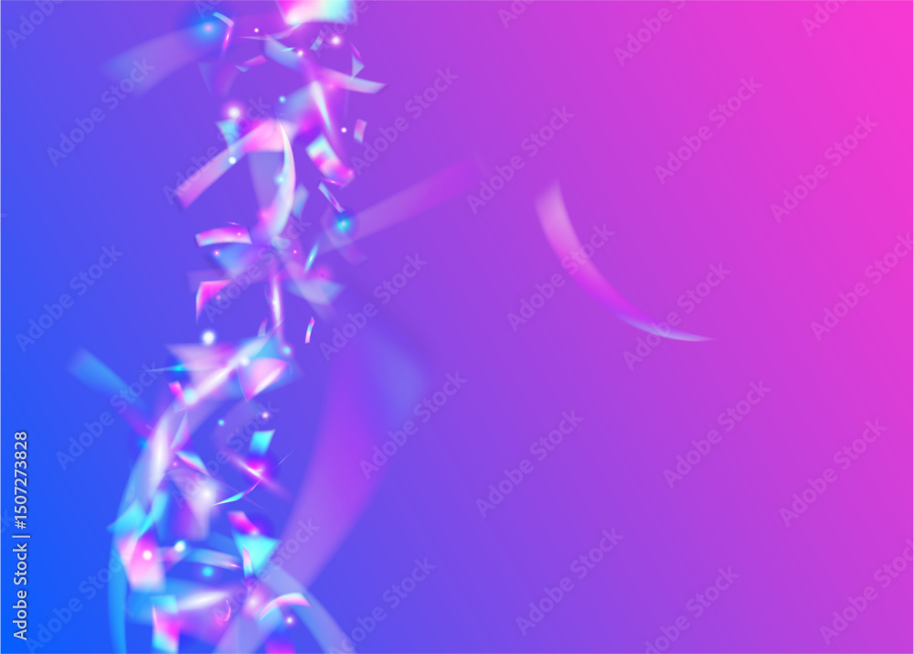 Obraz premium Hologram Burst. Surprise Design. Glare Element. Foil Iridescent Explosion. Isolated Flag. Color Background. Party Ribbon. Blue Retro Glitter. Purple Hologram Burst