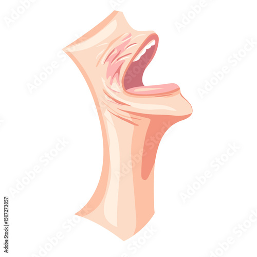 Open Mouth Vector with Pink Tongue and Teeth on White Background in Detailed Expressionist Graphic Style