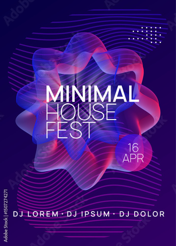 Music Flyer. Trance Invite. Violet Party Set. Nightclub Disco Illustration. Discotheque Concert Template. Blue Techno Magazine. Dance Banner. Pink Music Flyer