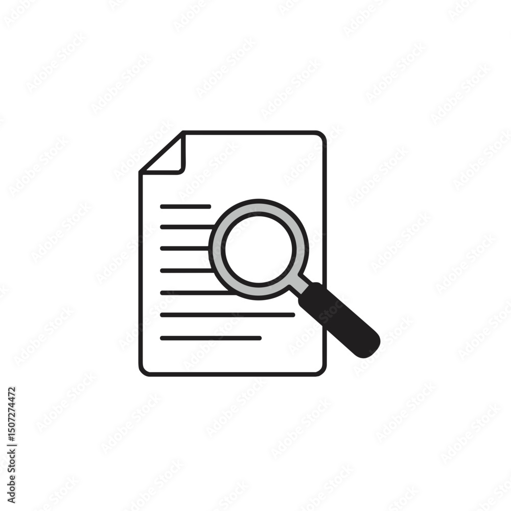 Searching document icon with a magnifying glass Searching document icon with a magnifying glass