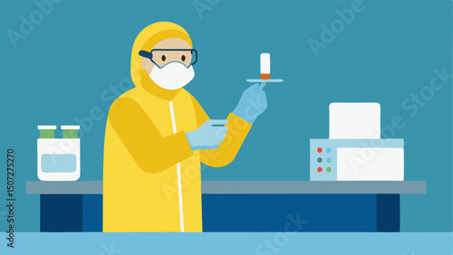 Laboratory Reception A depiction of a lab technician receiving the saliva sample at a laboratory counter with equipment and safety gear in the background.