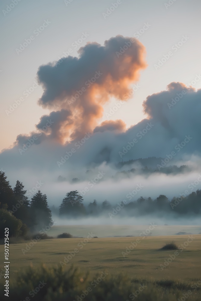 Photographie d'un paysage naturel calme avec une légère brume matinale suggérant la respiration profonde et la connexion avec la nature. Fond doux couleurs naturelles espace en haut et en bas pour ... Photographie d'un paysage naturel calme avec une légère brume matinale suggérant la respiration profonde et la connexion avec la nature. Fond doux couleurs naturelles espace en haut et en bas pour ...