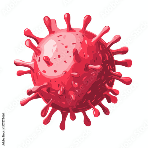Red Virus Illustration Isolated on White Background Representing Microbial Pathogen Scientific Model Microscopic Organism Viral Cell Infectious Disease