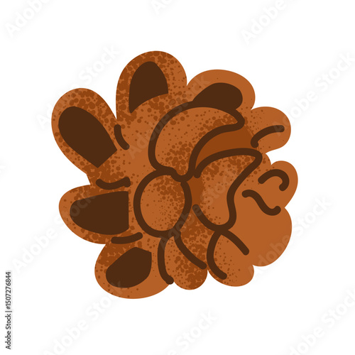 Open fir cone illustration. Simple flat vector design of a pine cone isolated on a white background. Natural forest element for botanical and seasonal themes.