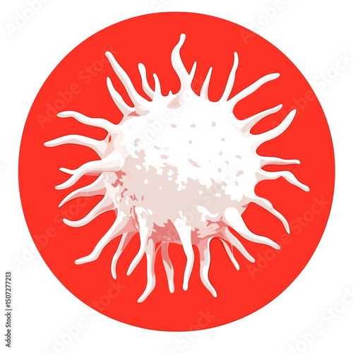 White Blood Cell on Red Circular Background Microbiology and Immunology Viral Infection Treatment Vaccine Specimen Wellness