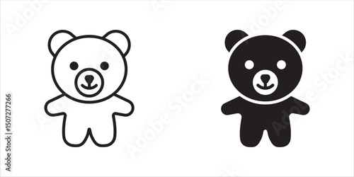 Set teddy bear icon in line style. For your design, logo. Vector illustration. Editable Stroke.