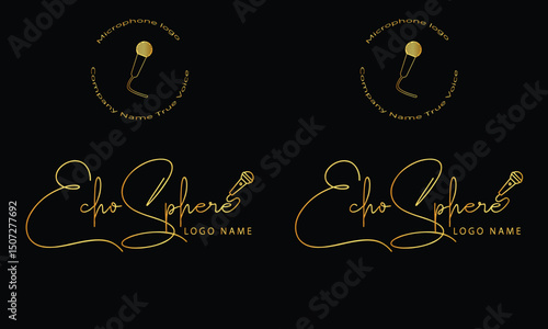 Podcast or Radio Logo design using Microphone and Bubble chat or talk icon
