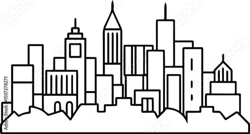 city skyline outline vector illustration line art