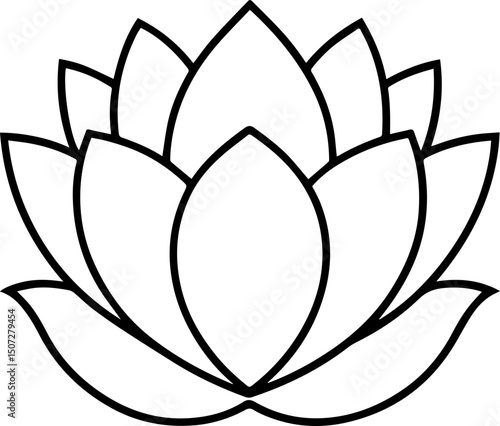 lotus outline vector illustration	line art